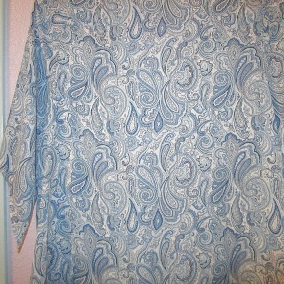 Catherines PAISLEY Chiffon Size 1X BLOUSE Tunic TOP Flowy FAUX WRAP High Low - Picture 9 of 10